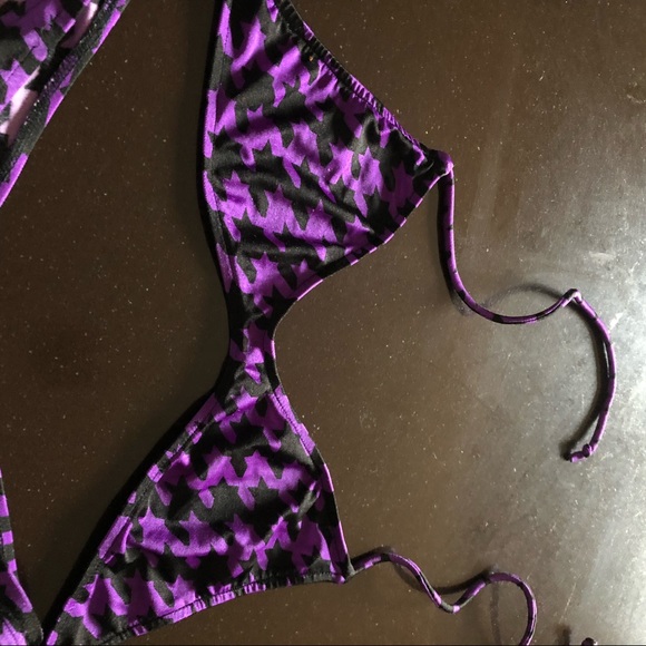Black/purple bikini size 10 houndstooth pattern - Picture 3 of 6